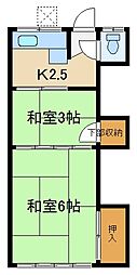 大塚荘 2階2Kの間取り