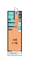 ノワール・エ・ブランII 1階1Kの間取り