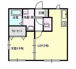 サンライズ金町 1LDKの間取図画像