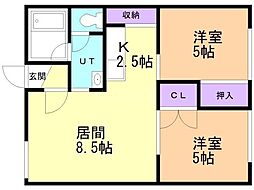 メゾンドエイシン 2LDKの間取図画像