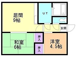 ハイツメープル2号 2LDKの間取図画像