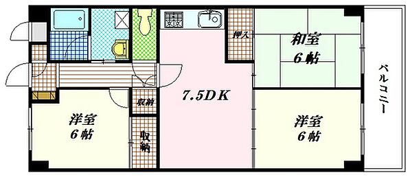 広島県広島市東区中山西2丁目(賃貸マンション3DK・2階・60.50㎡)の写真 その2