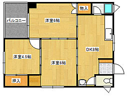 広島電鉄2系統 西観音町駅 徒歩2分の賃貸マンション 4階3DKの間取り