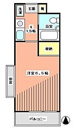 メゾンジュネス 2階1Kの間取り