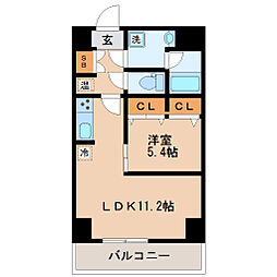 パークサイドレジデンス榴岡 1LDKの間取図画像
