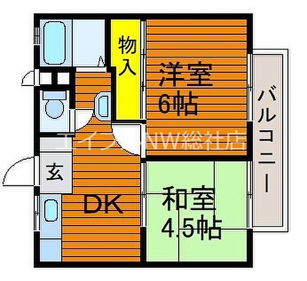 岡山県総社市中央4丁目(賃貸アパート2DK・2階・36.00㎡)の写真 その2