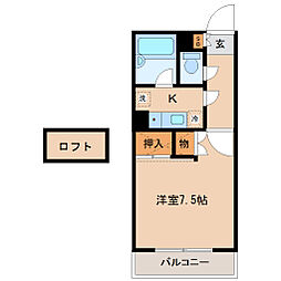 リエス仙台幸町 1Kの間取図画像