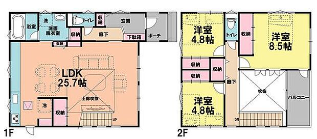 プラン例間取り：延床面積106.10平米