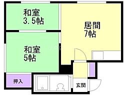 コーポかえで 2DKの間取図画像