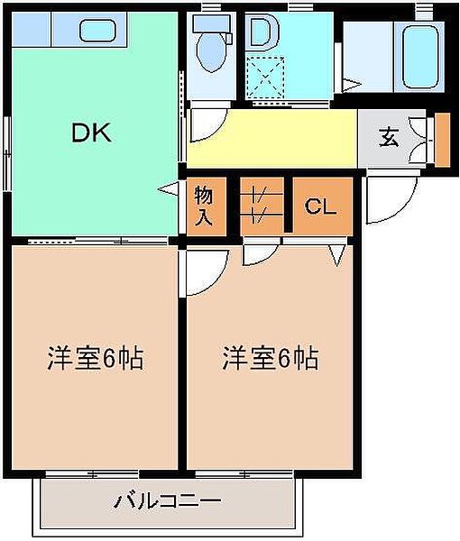 リーベン・ハオス　Ｂ 102｜群馬県みどり市笠懸町阿左美(賃貸アパート2DK・1階・47.01㎡)の写真 その2