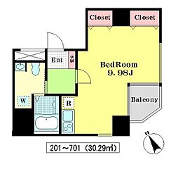 新橋アーバンコート ワンルームの間取図画像