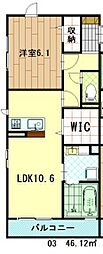 シュールMS 1LDKの間取図画像