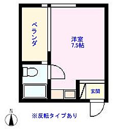朝日プラザ金沢カレッジスクエアII 1階ワンルームの間取り