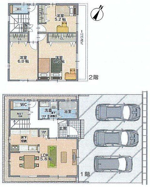 全室2面採光の明るい室内！