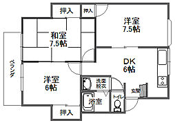ブルースカイコーポ1 3DKの間取図画像