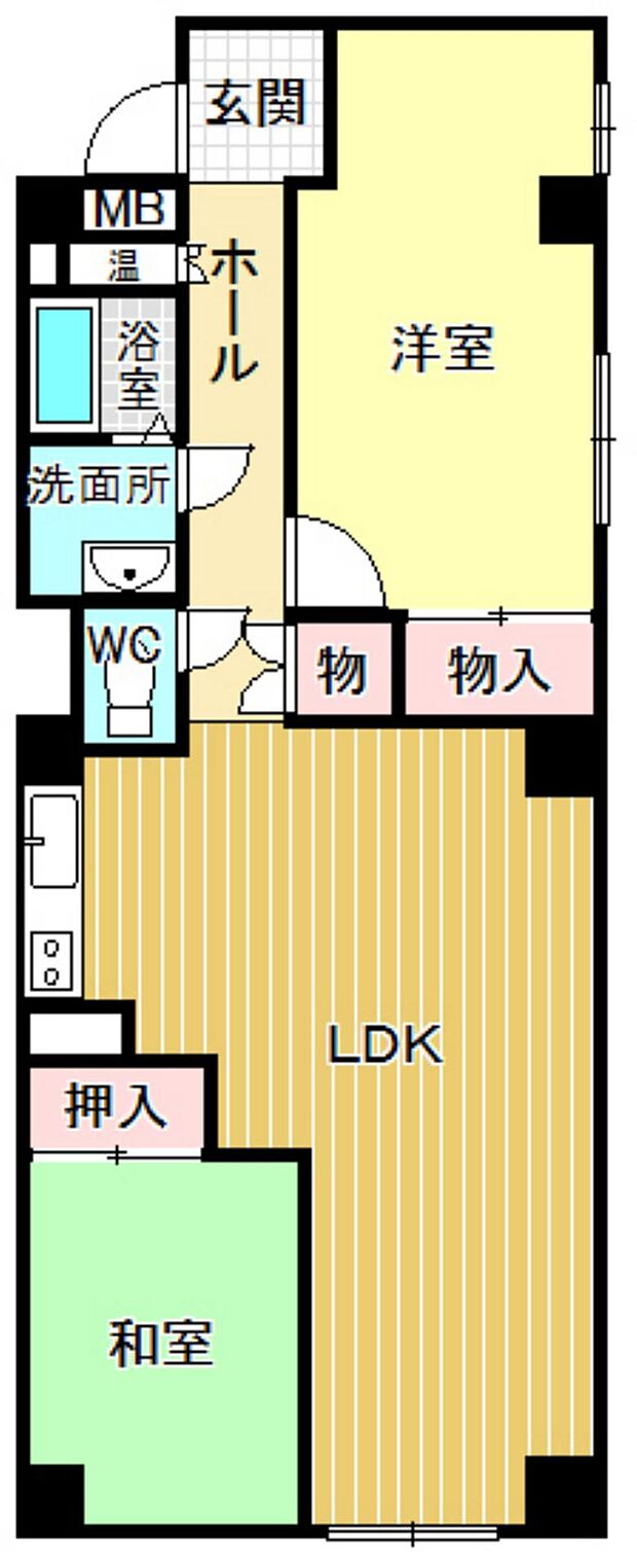 シャトー下関(2LDK) 5階/506の間取り