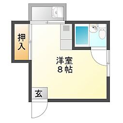 柳澤アパート 2階ワンルームの間取り
