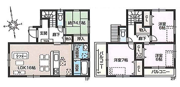 第2日之出東本町　3号地(4LDK)の間取り