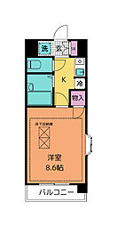 ルーメスト原町 3階1Kの間取り