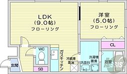 札幌市営東西線 西28丁目駅 徒歩10分の賃貸マンション 4階1LDKの間取り
