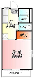 前田ハイツ 1Kの間取図画像