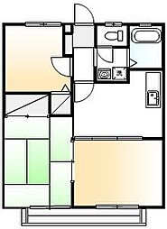 JR福塩線 道上駅 5kmの賃貸アパート 2階3DKの間取り