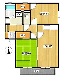 JR土讃線 土佐一宮駅 徒歩20分の賃貸アパート 2階2LDKの間取り