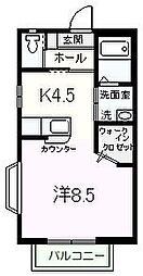 ピュアハウスA 1Kの間取図画像