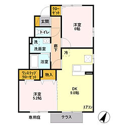 ゴールデンリバー 2DKの間取図画像