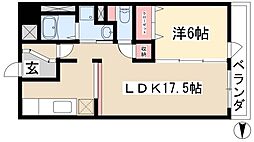 石川橋セブン 3階1LDKの間取り
