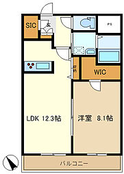 サンドエル若葉台 1階1LDKの間取り
