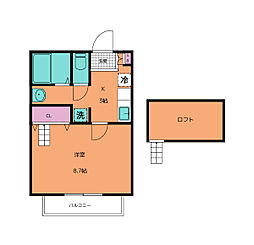 ツインフォレスト 1階1Kの間取り