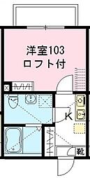 カーサ・アリエッタ2 1Kの間取図画像