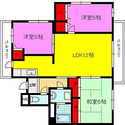 イーストマンション 6階3LDKの間取り