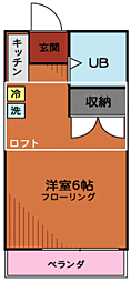 ＪＯＹ128 2階ワンルームの間取り