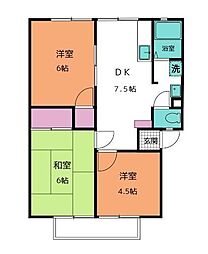 コーポラス引野 2階3DKの間取り