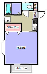 シーサ共和 1Kの間取図画像