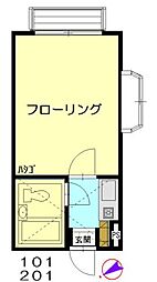 プラザ・ドゥ・ユニ 1階1Kの間取り