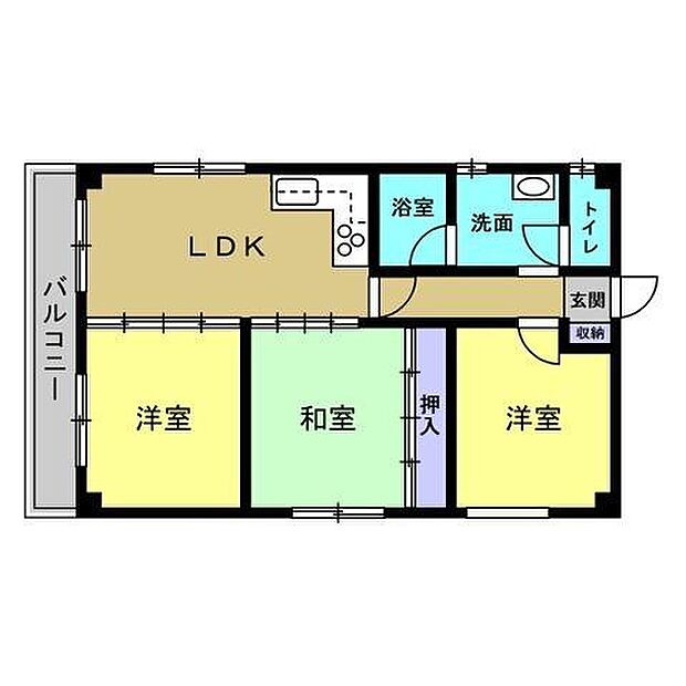 3LDK、専有面積53.82平米