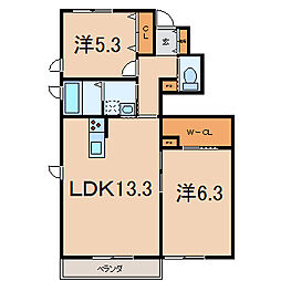 コルムイースト2 2LDKの間取図画像