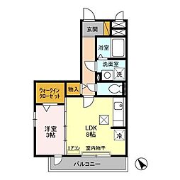 ガーデンヒルズ　C 1階1LDKの間取り