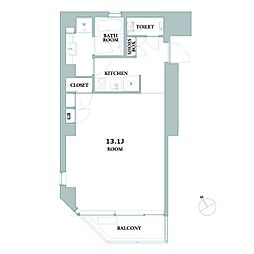 エスセナーリオ虎ノ門 ワンルームの間取図画像