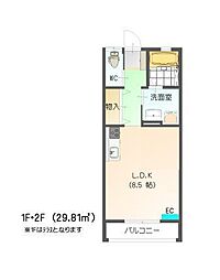 すまいる8番館 1階ワンルームの間取り