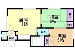 ロードハイツ 2LDKの間取図画像