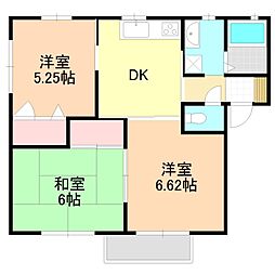 フレアレザン中林　Ｄ 2階3DKの間取り
