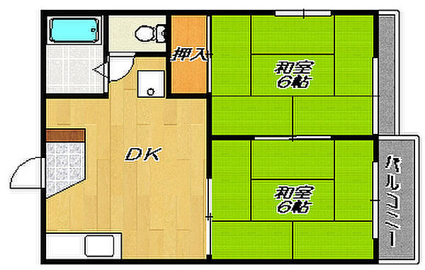 大阪府大東市栄和町(賃貸アパート2DK・2階・40.00㎡)の写真 その2
