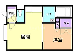 サニーサイド 1DKの間取図画像