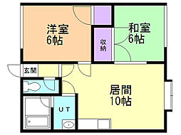 コーポひまわりB 2LDKの間取図画像