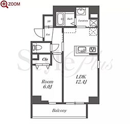 EN 1LDKの間取図画像