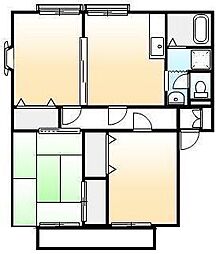 JR山陽本線 東福山駅 徒歩19分の賃貸アパート 2階3DKの間取り